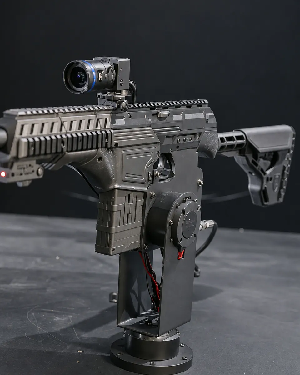 A single SHOV turret with its scope camera, on a motorized pan-tilt mount
