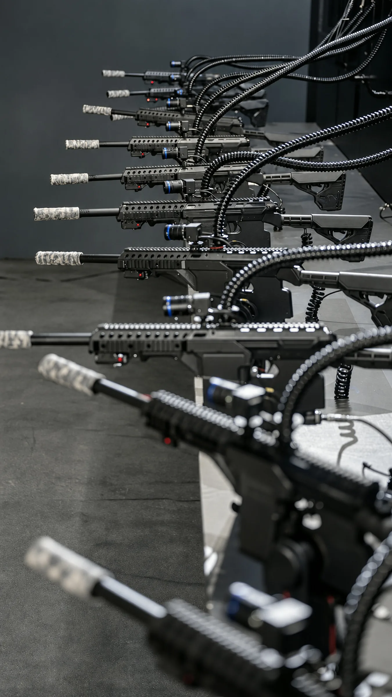 A row of real Shov gun turrets