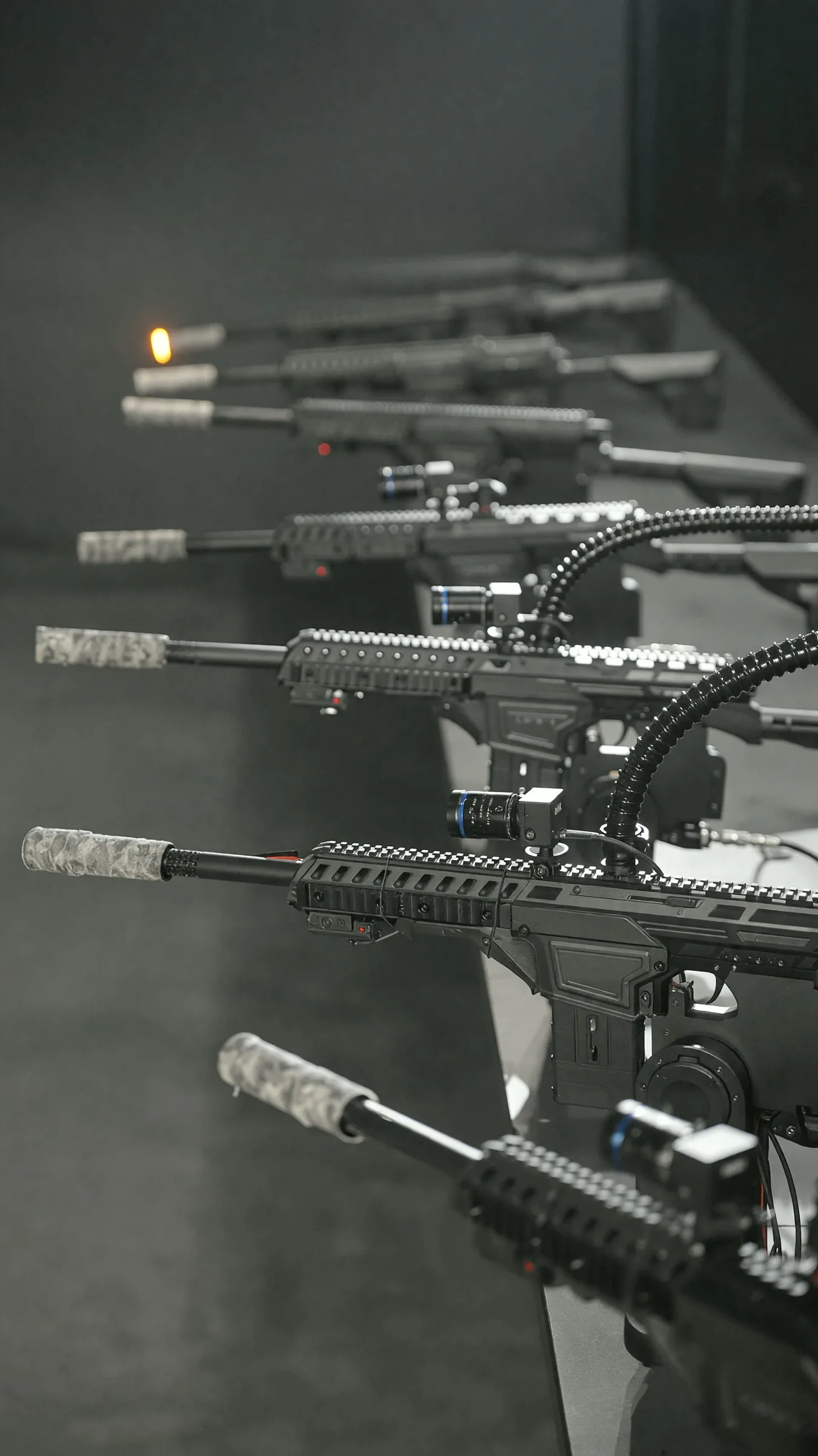 A row of real Shov gun turrets