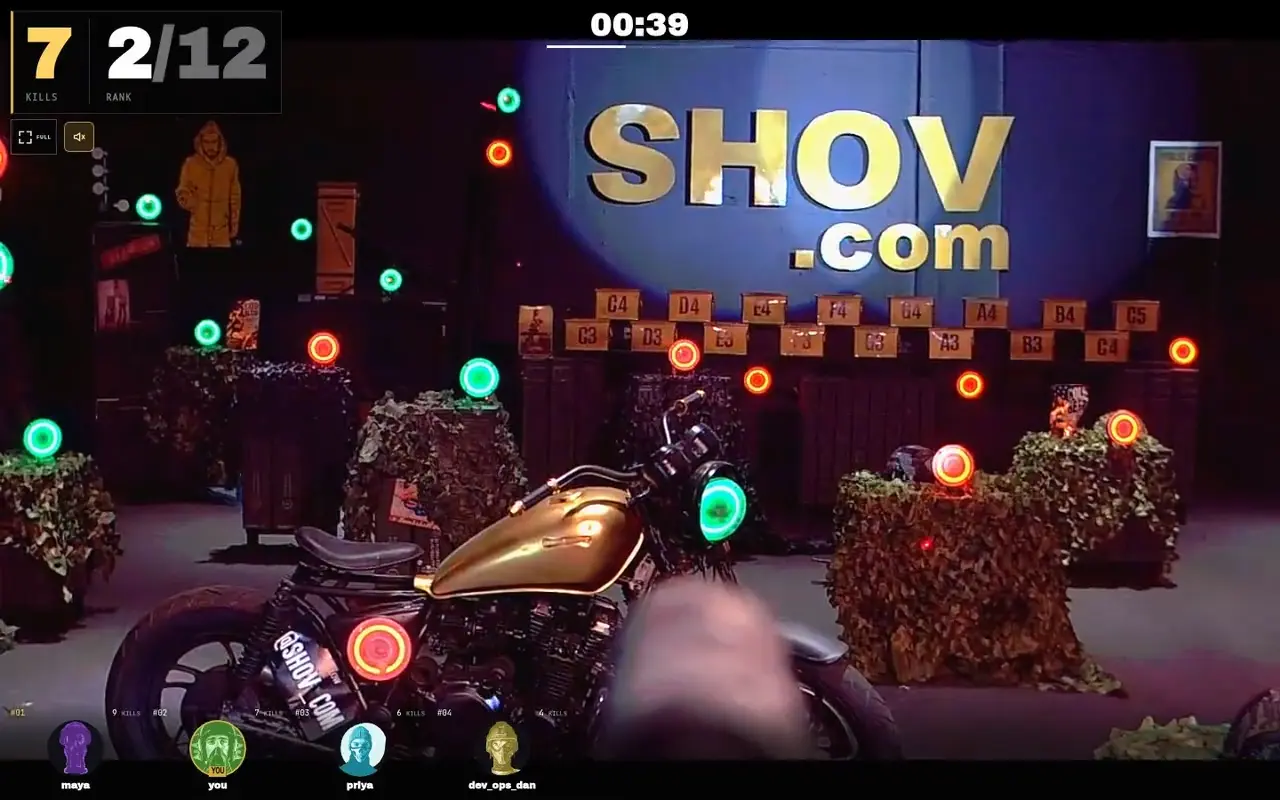 A real Shov match controlled from an individual browser