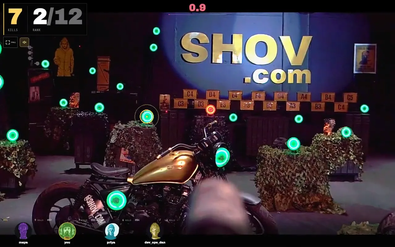 Shov gun turret controller in a laptop browser